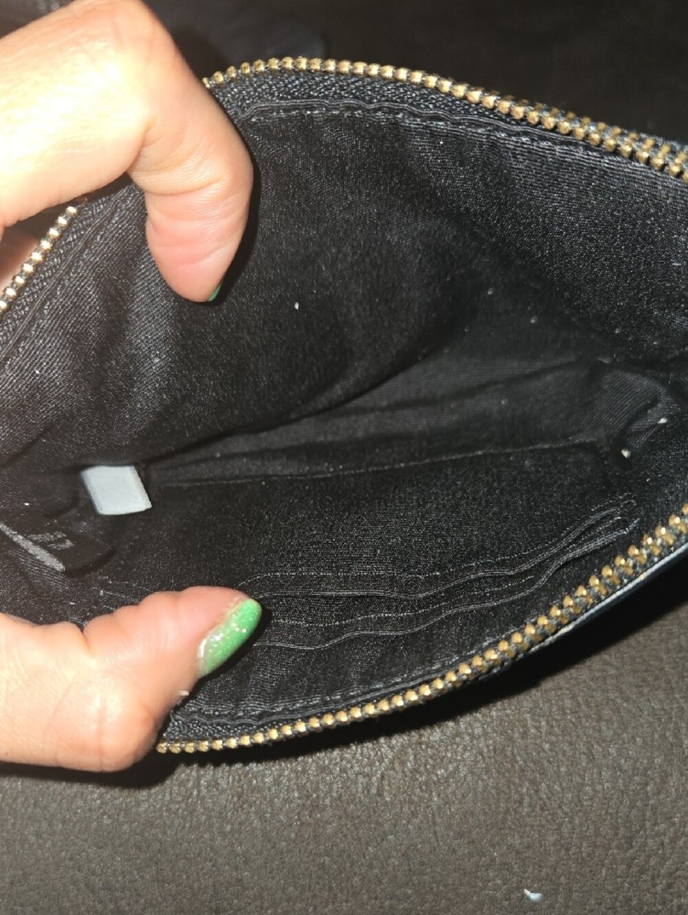 Coach Brown Signature Zip Wallet with Black Center Panel - Picture 3 of 11